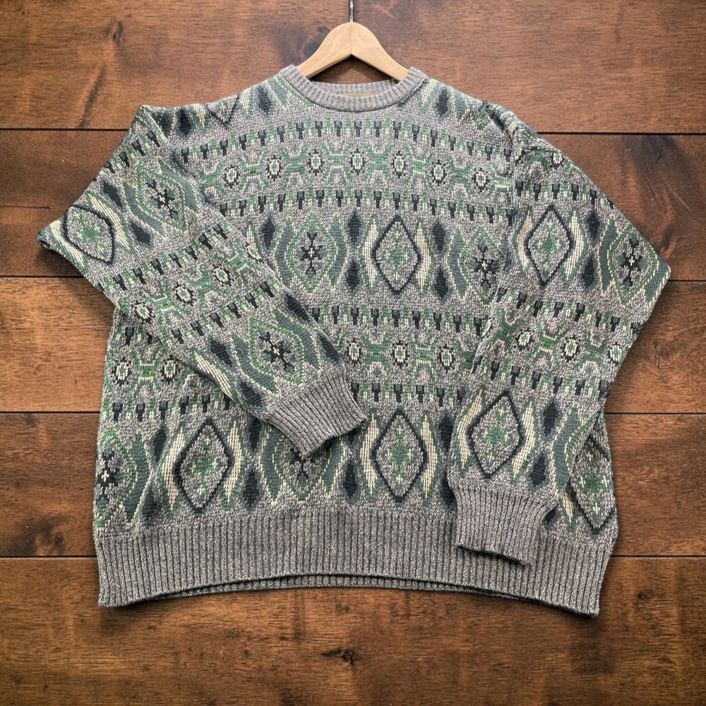 Sansabelt Mens Tall 2X Vintage 90s Coogi Style 3D Textured Knit Sweater Brazil
